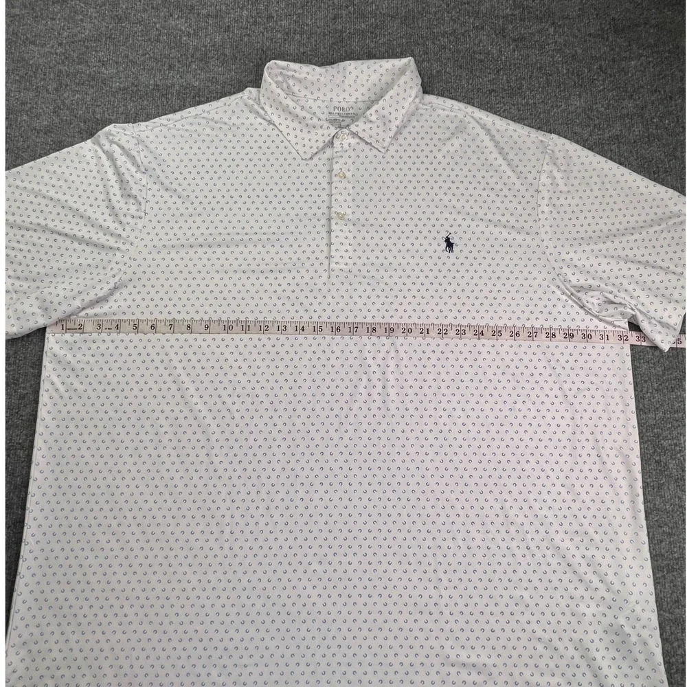 Polo Ralph Lauren Polo Mens 4XB White Horseshoe Print Performance Golf Shirt